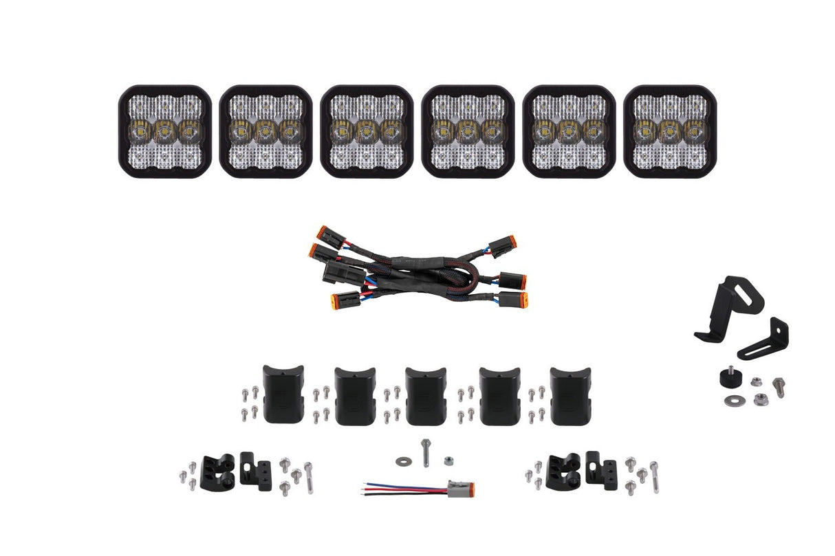 Diode Dynamics - SS5 Pro Universal CrossLink 6-Pod Lightbar White Combo - DD7244