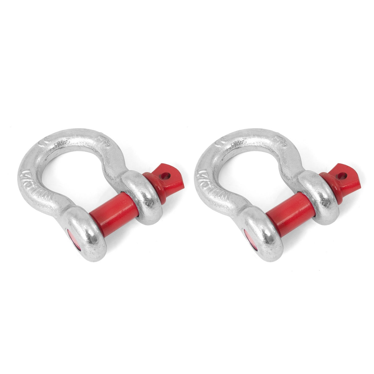 Rugged Ridge - D-Ring Shackles, 7/8-Inch, Silver with Red pin, Steel, Pair - 11235.03