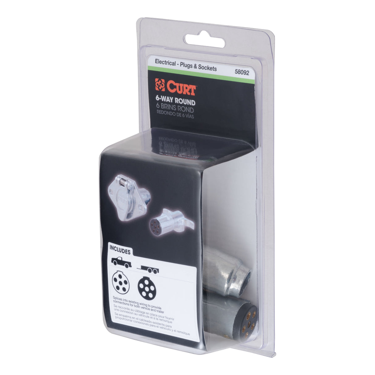 Curt - 6-Way Round Connector Plug & Socket (Packaged) - 58092