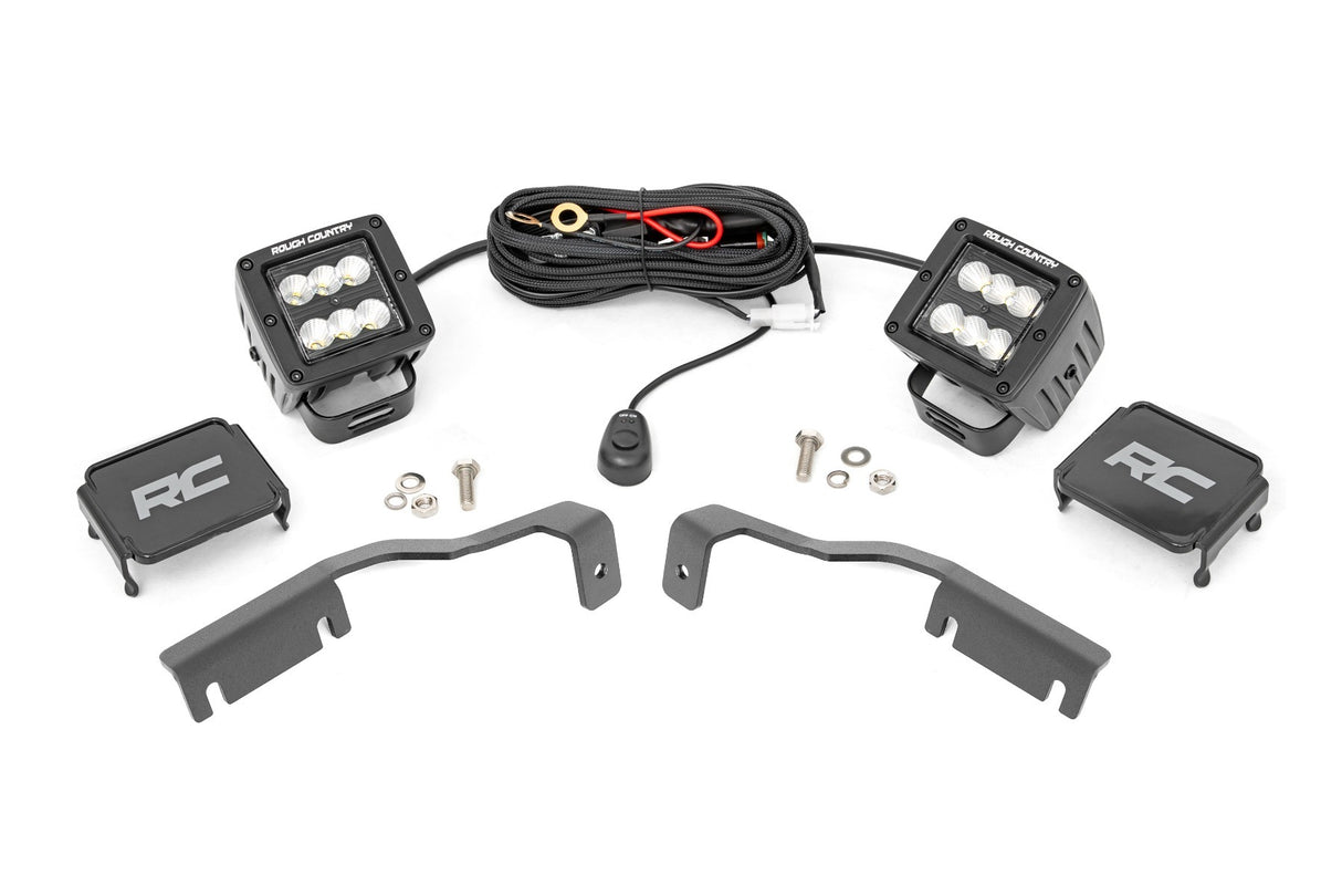 Rough Country - LED Light Kit - Ditch Mount - 2" Black Pair - Flood - Nissan Frontier (22-23) - 71065