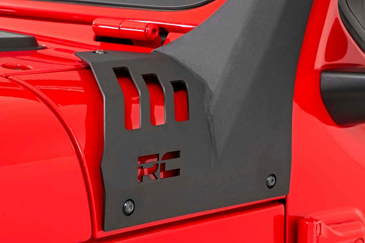 Rough Country - Jeep 50-inch Straight LED Light Bar Upper Windshield Kit w Single-Row Black Series LED - White DRL (20-22 Gladiator JT, 18-22 Wrangler JL) - 70066