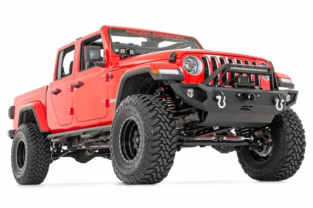 Rough Country - Jeep Quad LED Light Pod Kit - Black Series w Amber DRL (18-22 JL 20-22 Gladiator) - 70823