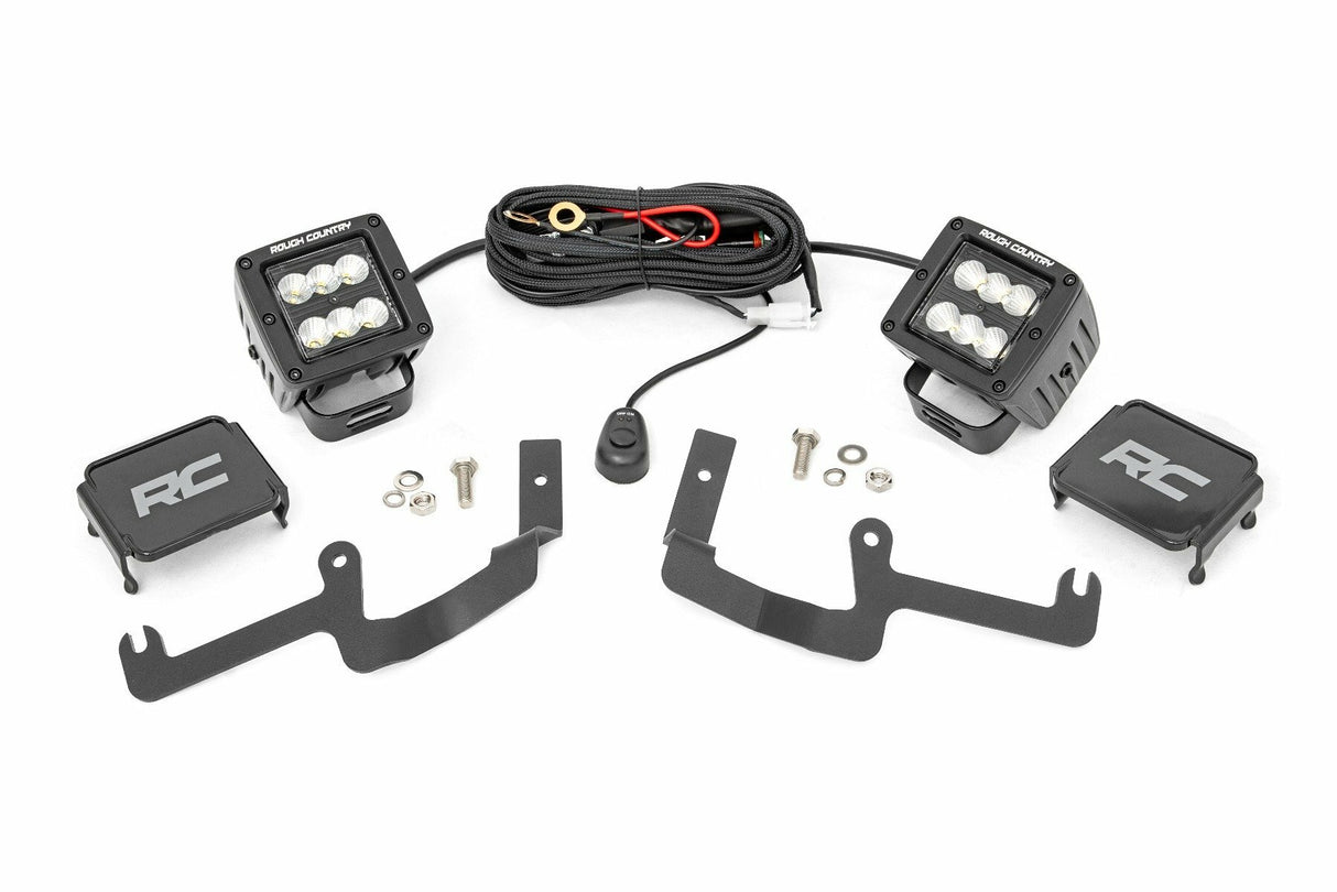 Rough Country - LED Light Kit - Ditch Mount - 2" Black Pair - Flood - Chevy Silverado 1500 (19-24) - 70842