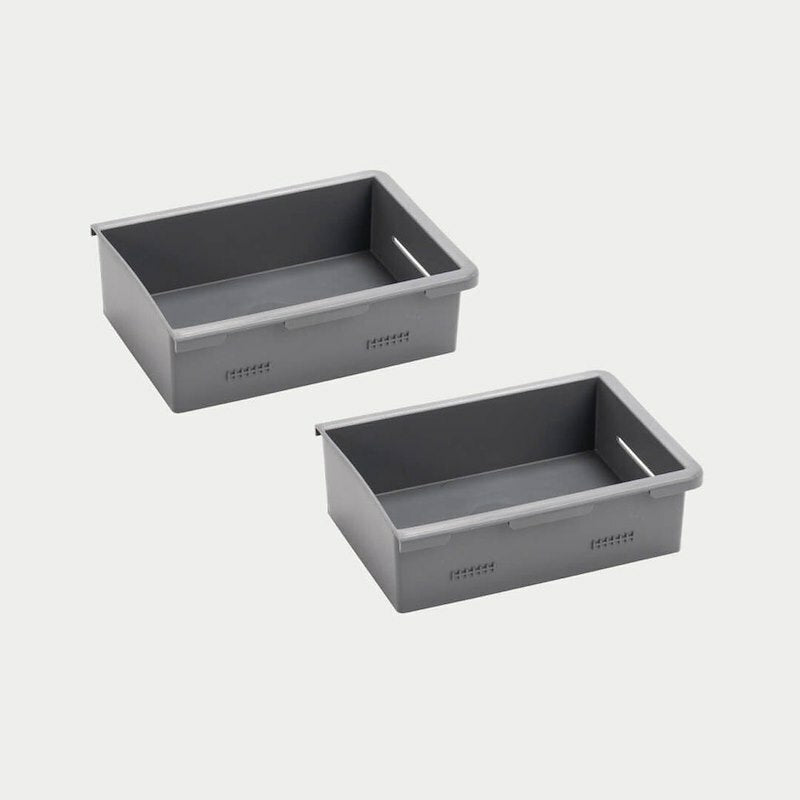 Decked - Shallow Stash Bins - storage bins for vX & vY Drawer Systems - one (1) set of two (2) - A0086-SSBN-GRY