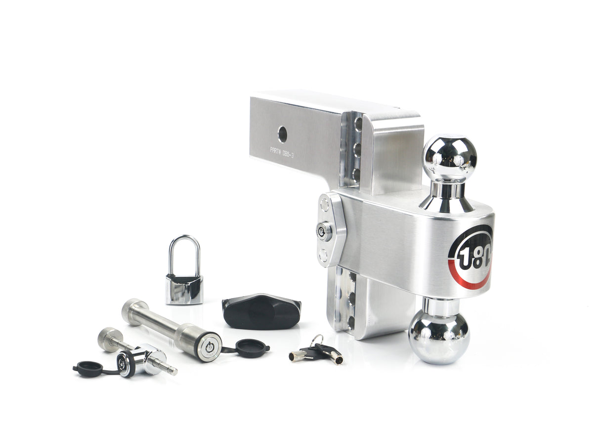 180 Hitch Chrome Ball 6" Drop Hitch with 3" Shank Keyed Alike WS05, WS11, WS12 Included - CTB6-3-SET