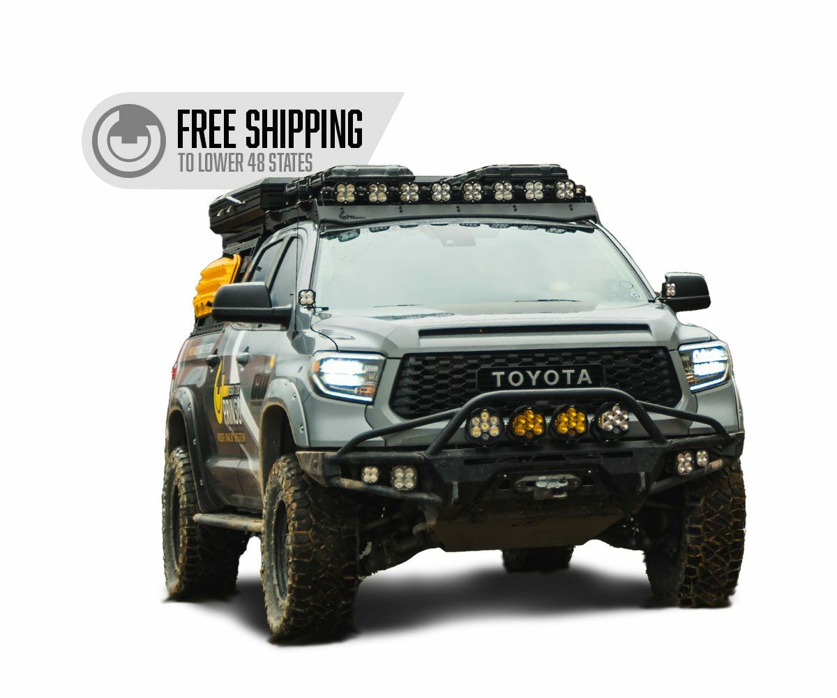 Prinsu - 2nd Gen Toyota Tundra Prinsu Crewmax Cab Rack / Cutout for 50" Light Bars - 400-000-012-003