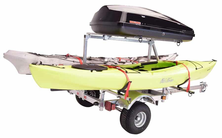 Malone - LowMax 2 Kayak w/Cargo Box Trailer Package (2 sets v-racks & 1 cargo box) - MPG596TV