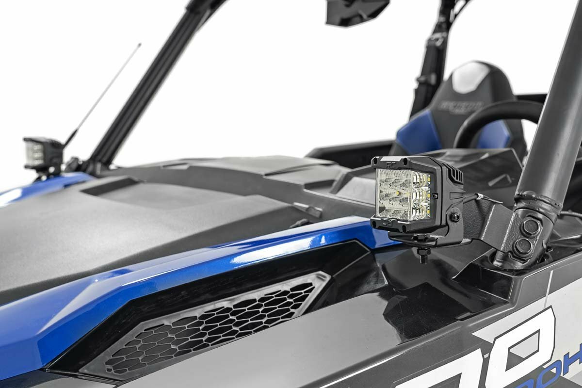 Rough Country - LED Light Kit - Cage Mount - 2" Black Pair - White DRL - Polaris General (2021) - 93025