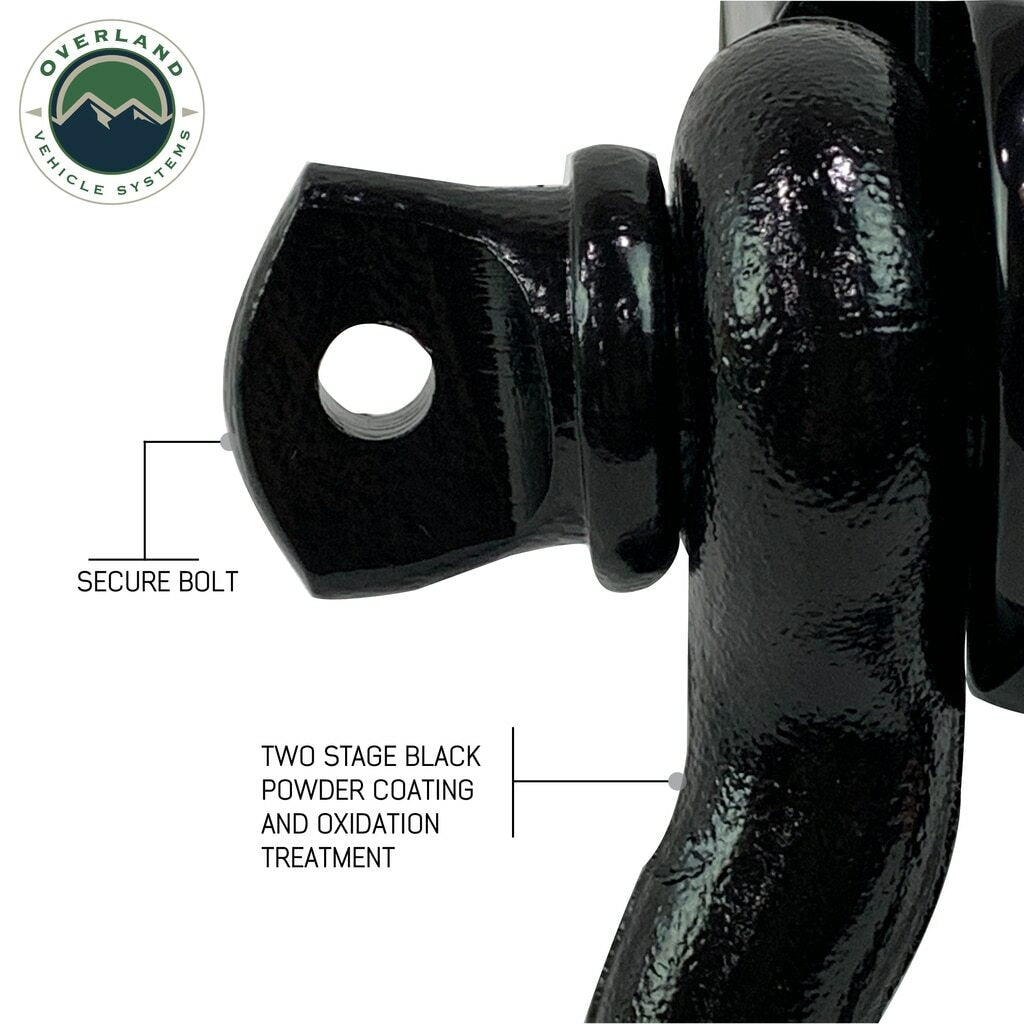 Overland Vehicle Systems - Receiver Hitch D-Ring Receiver Mount Recovery Shackle - 19109901