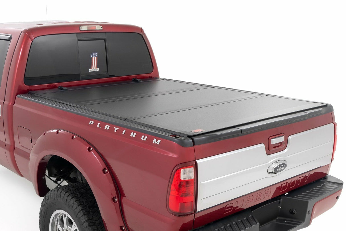 Rough Country - Hard Tri-Fold Flip Up Bed Cover - 6'10" Bed - Ford Super Duty (08-16) - 49214651