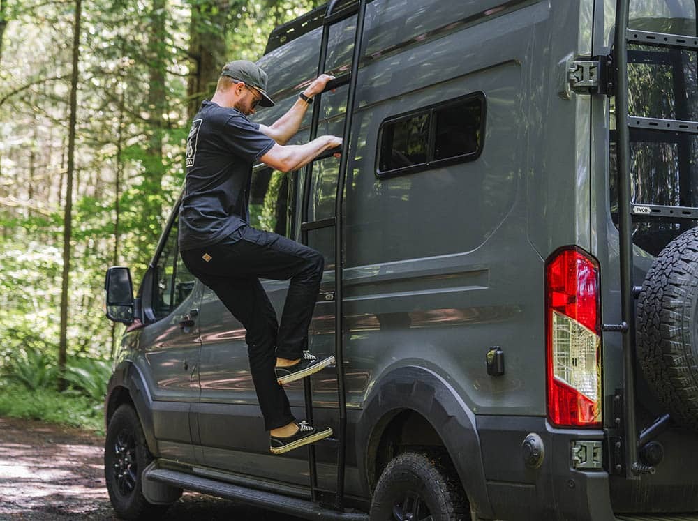 Flatline Van Co. - 2023-2025 Ford Transit Trail Side Ladder - TR0205B