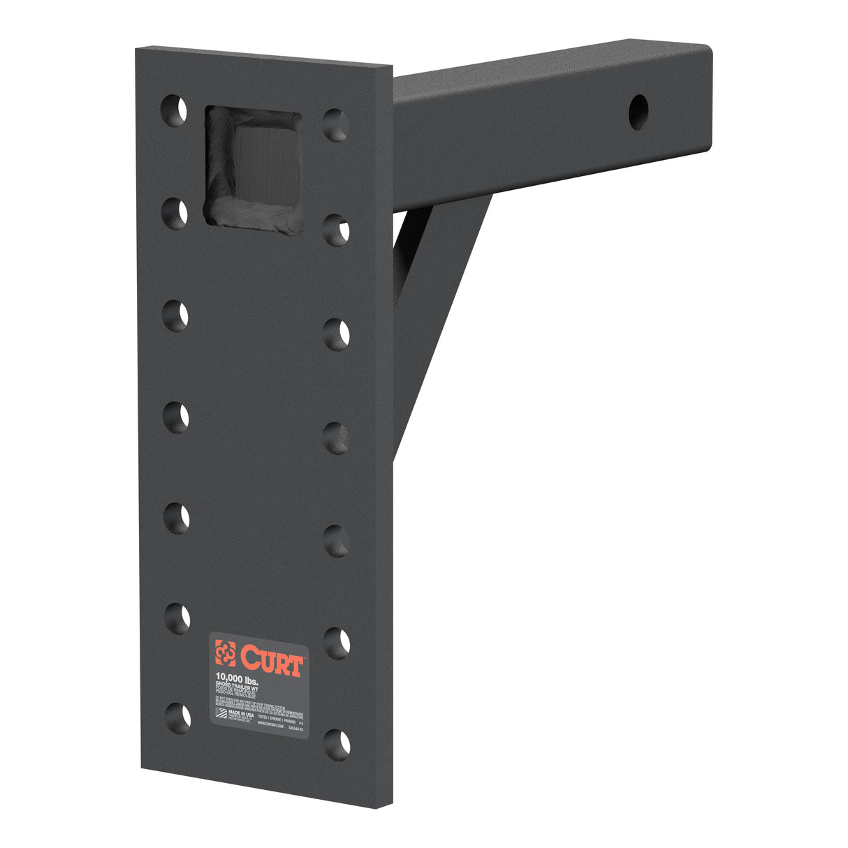 Curt - Adjustable Pintle Mount (2" Shank, 10,000 lbs., 13" High, 10" Long) - 48341