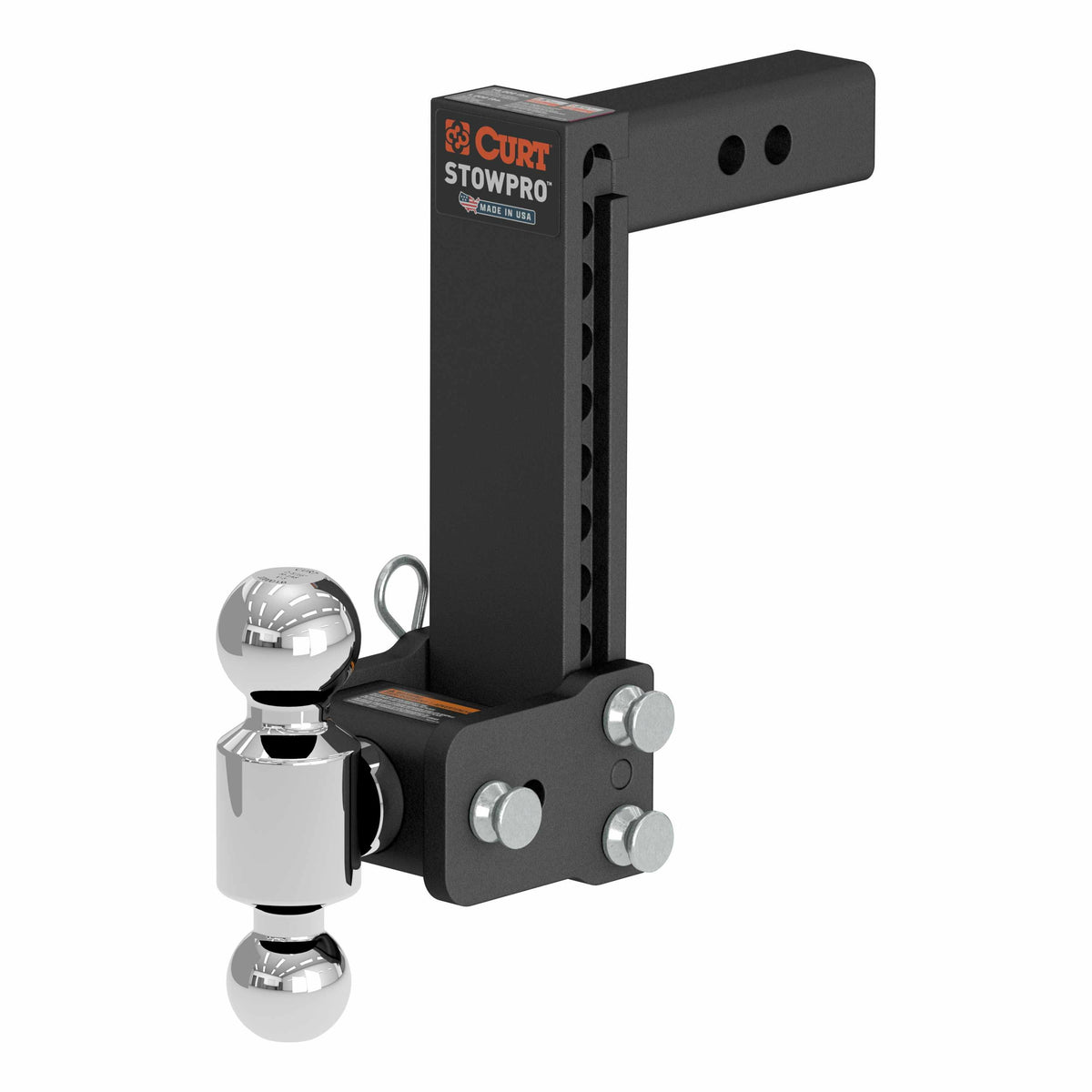 CURT 45963 StowPro USA-Made Ball Mount, 9" Drop, 2" Shank, Dual Ball