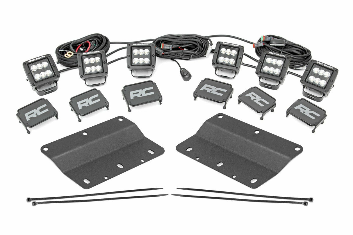 Rough Country - LED Light Kit - Fog Mount - Triple 2" Black Pair - Spot - Ford Bronco (21-23) - 51085