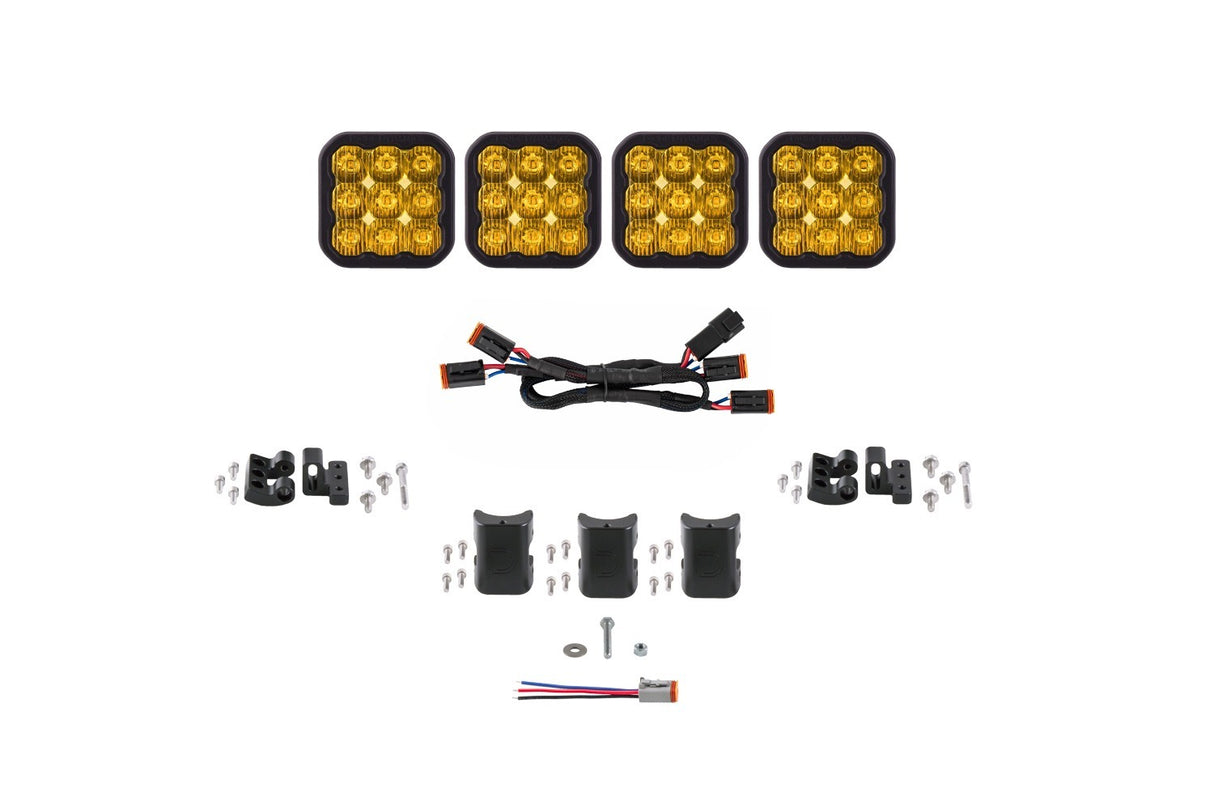 Diode Dynamics - SS5 Pro Universal CrossLink 4-Pod Lightbar Yellow Driving - DD7253