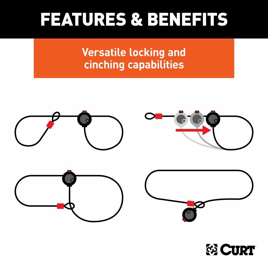 Curt - Multi-Use Cable Lock (6' x 3/8" Cable, Vinyl-Coated Braided Steel) - 23666