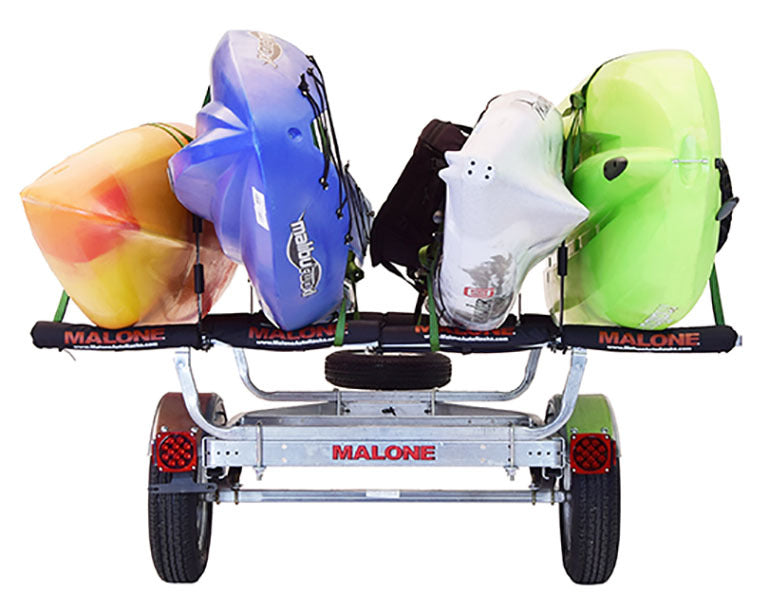 Malone - MicroSport 4 Kayak Trailer Package (2 Sets Stackers, 4 Sets Rack Pads, Spare Tire) - MPG461SRP