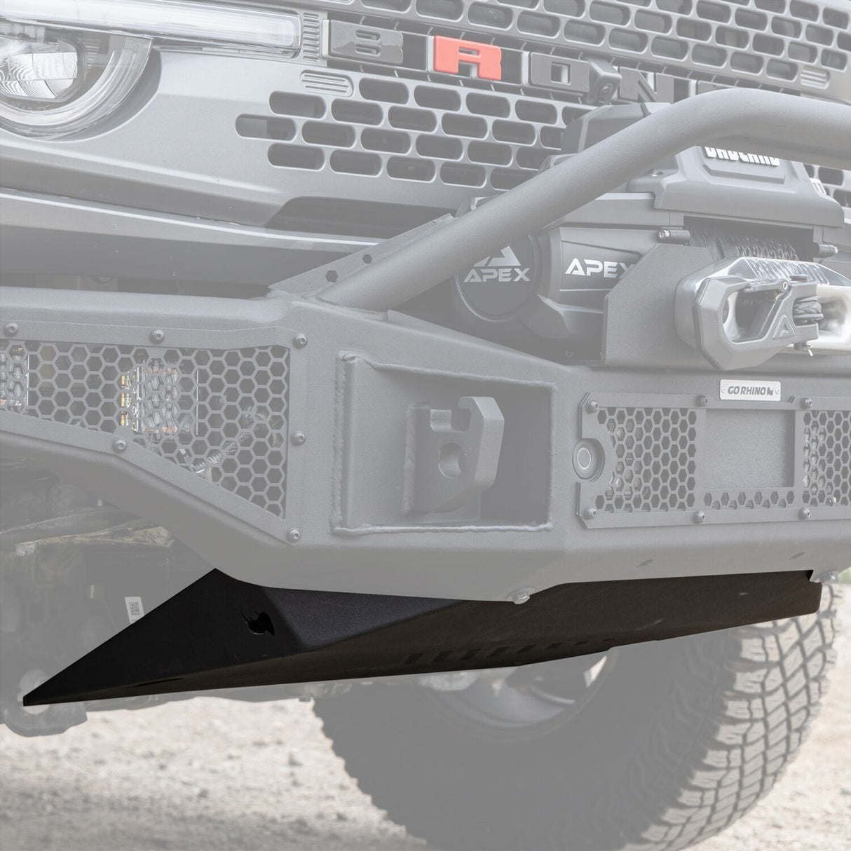 Go Rhino 332120T - Rockline Front Bumper Lower Skid Plate For Ford Bronco - Textured Black