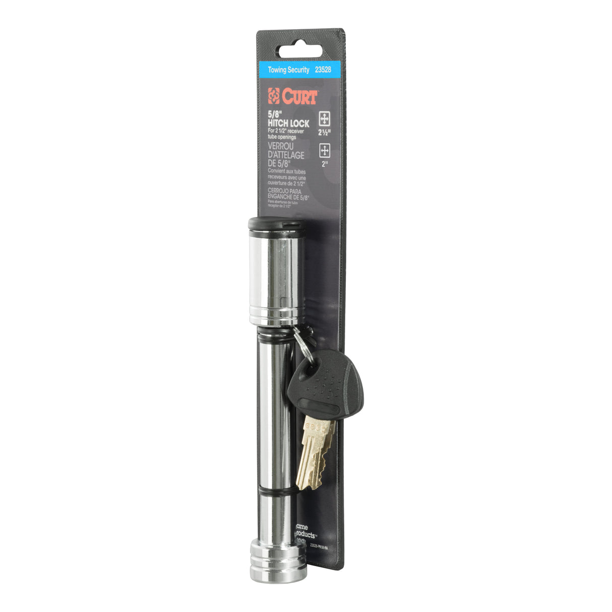 Curt - 5/8" Hitch Lock (2" or 2-1/2" Receiver, Barbell, Chrome) - 23528