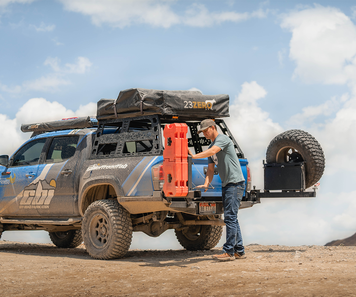 CBI - 3rd Gen Toyota Tacoma High Clearance Rear Bumper / Dual Swing Arm / Straight Tire Carrier / Powder Coated Black - 200-000-010-105