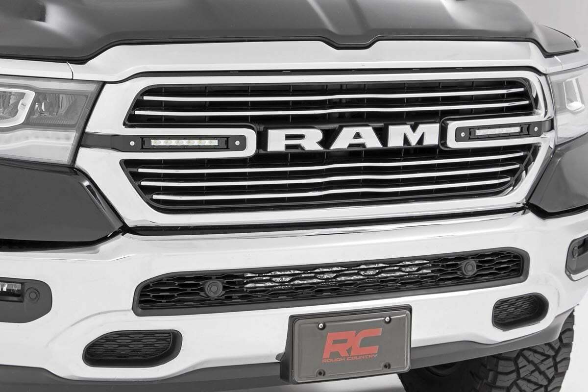 Rough Country - Dual 6in LED Grille Kit - Chrome Slimline - Ram 1500 2WD 4WD (19-23) - 70784