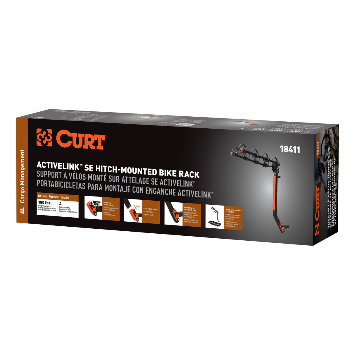 Curt - ActiveLink SE Hitch-Mounted Bike Rack (4 Bikes, 2" Shank) - 18411