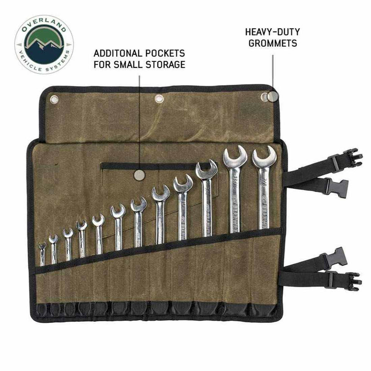 Overland Vehicle Systems - Small Wrench Tool Roll (12 Slot) Number 16 Waxed Canvas - 21209941
