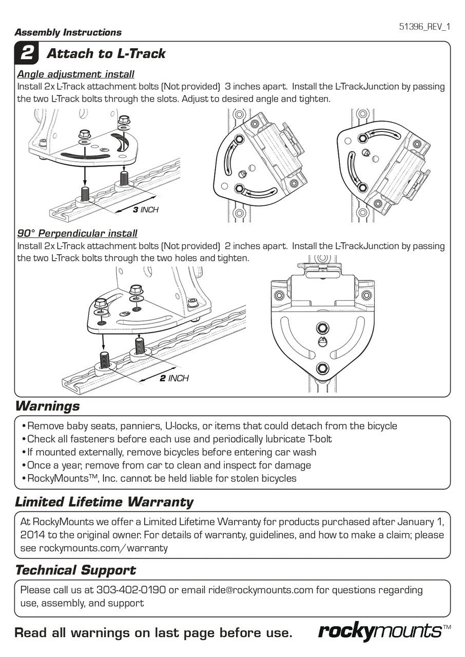 RockyMounts - L-Track Junction (Adapts DropTop & HotRod to L-Track) - 10081