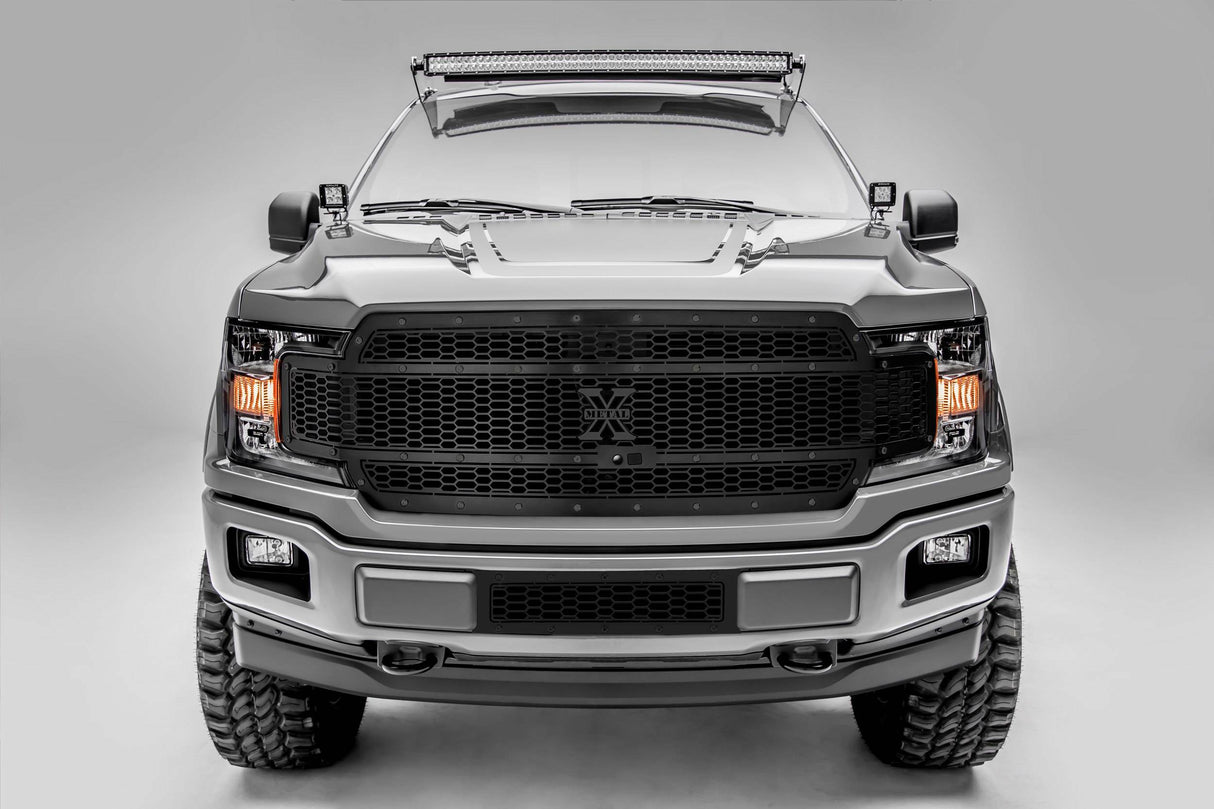 T-Rex Grilles - 1 Pc Laser Cut Pattern Mild Steel Stealth Laser X Grille Replacement - 7715891-BR