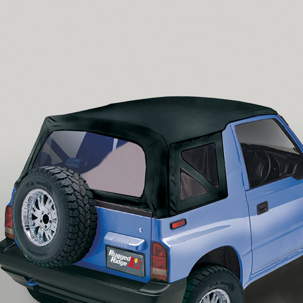 Rugged Ridge - Rugged Ridge 53703.15 Soft Top, Black Denim, Clear Windows; 95-98 Suzuki Sidekicks - 53703.15
