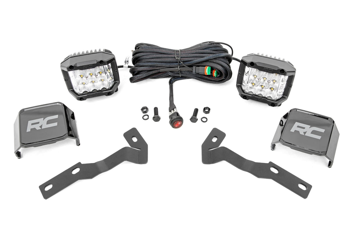 Rough Country - LED Light Kit - Ditch Mount - 3" OSRAM - Wide - Toyota Tacoma (16-23) - 71084