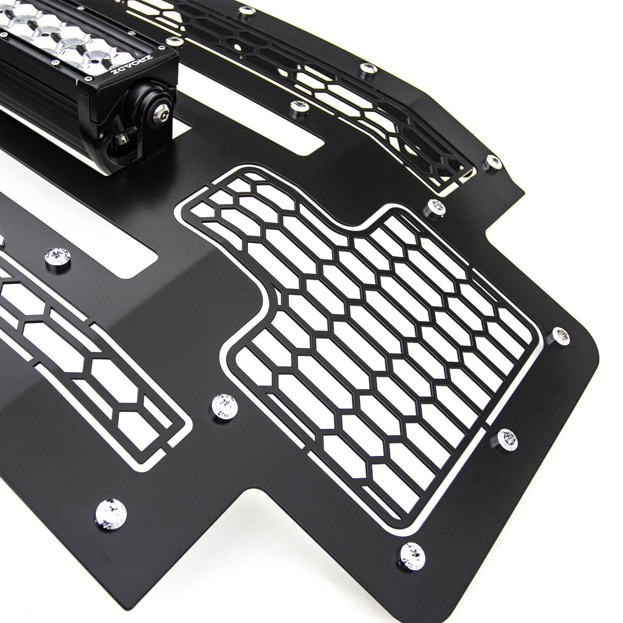 T-Rex Grilles - 1 Pc Laser Cut Pattern Mild Steel Laser Torch Grille Replacement - Includes Universal Wiring Harness - 7315471