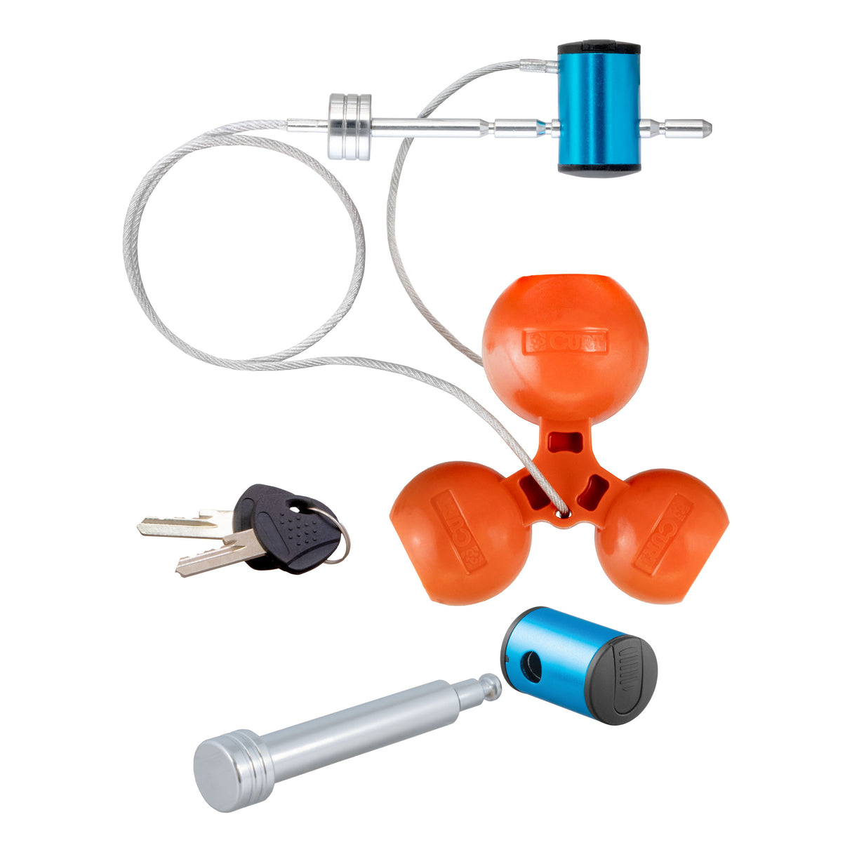 Curt - 23083 Hitch & Tri-Ball Coupler Lock Set (Up to 2-1/2" Receiver, 1-7/8", 2", 2-5/16") - 23083