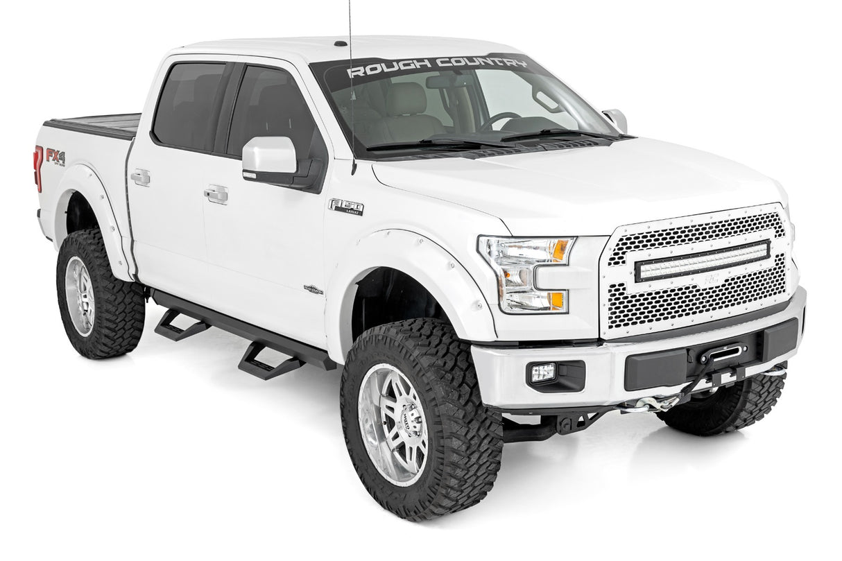Rough Country - SRX2 Adj Aluminum Step - Crew Cab - Ford F-150 Lightning F-250 F-350 Raptor (15-23) - 51008A
