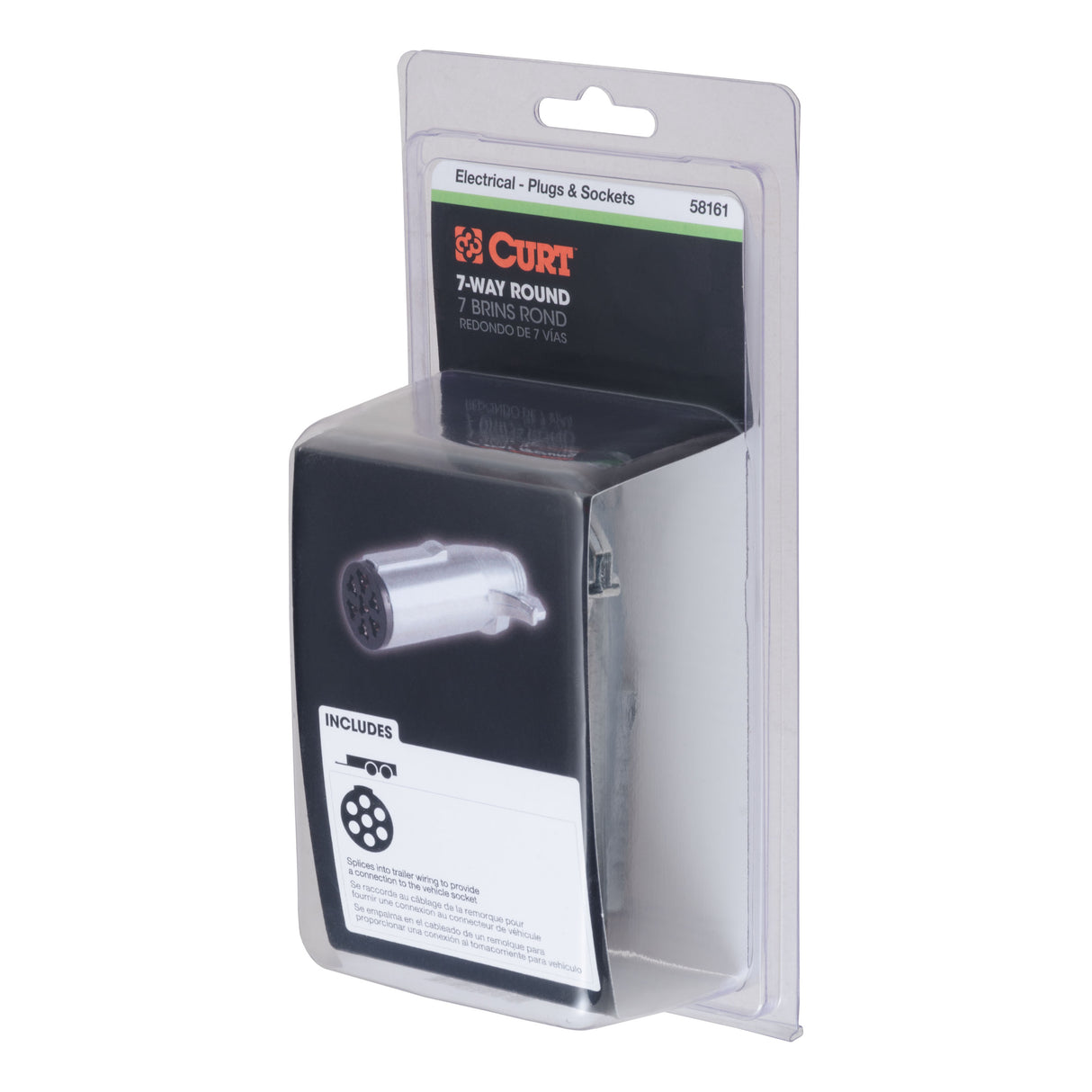 Curt - 7-Way Round Connector Plug (Trailer Side, Packaged) - 58161