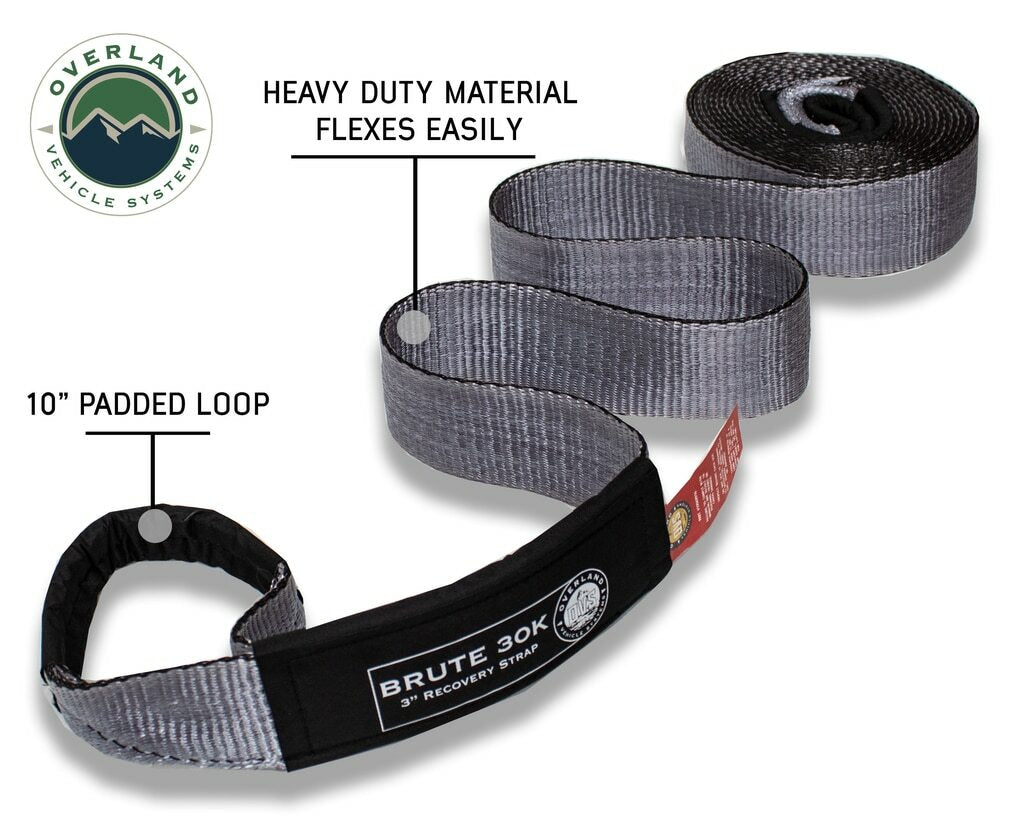Overland Vehicle Systems - Tow Strap 30 30,000 lb. 3 x 30' Gray Storage Bag - 19069916