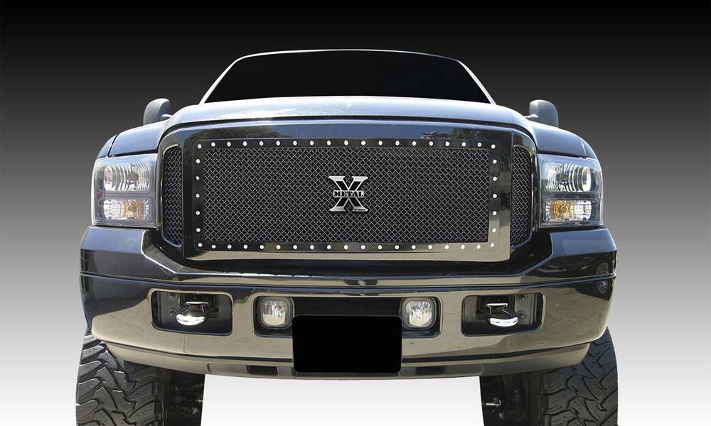 T-Rex Grilles - 3 Pc Large Mesh Mild Steel X-Metal Grille Insert - Side grilles are mesh only - 6715611