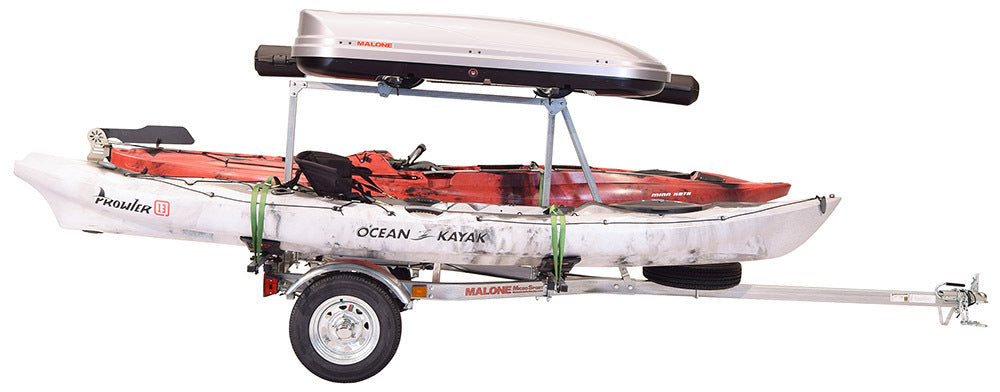 Malone - MicroSport LowBed 2 Kayak Trlr Package (2nd tier, 2 Sets MegaWing, Cargo Box, Rod Tube, Spare Tire) - MPG464-LBTM