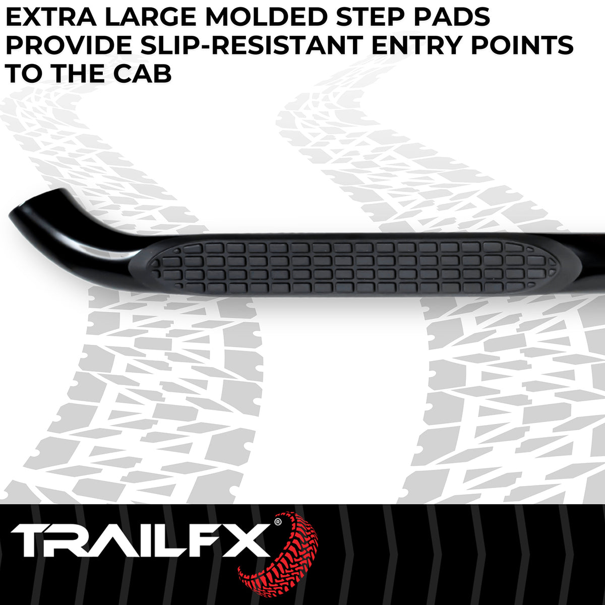 TrailFx - 3" Round Step Bar For Jeep Wrangler JK- Black (1160632073)