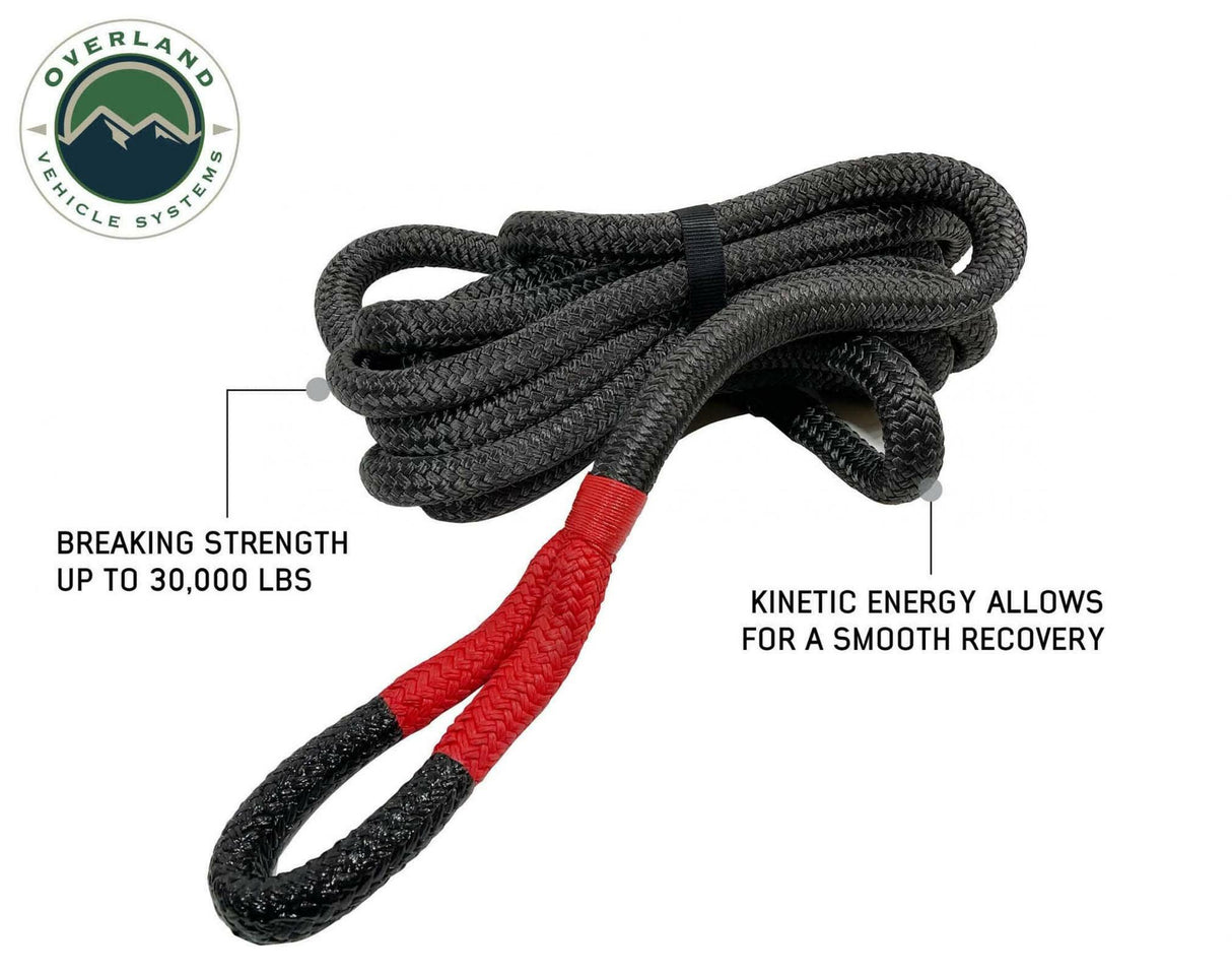 Overland Vehicle Systems - Brute Kinetic Rope Recovery Strap 1 x 30 Foot 30 Percent Stretch - 19009916