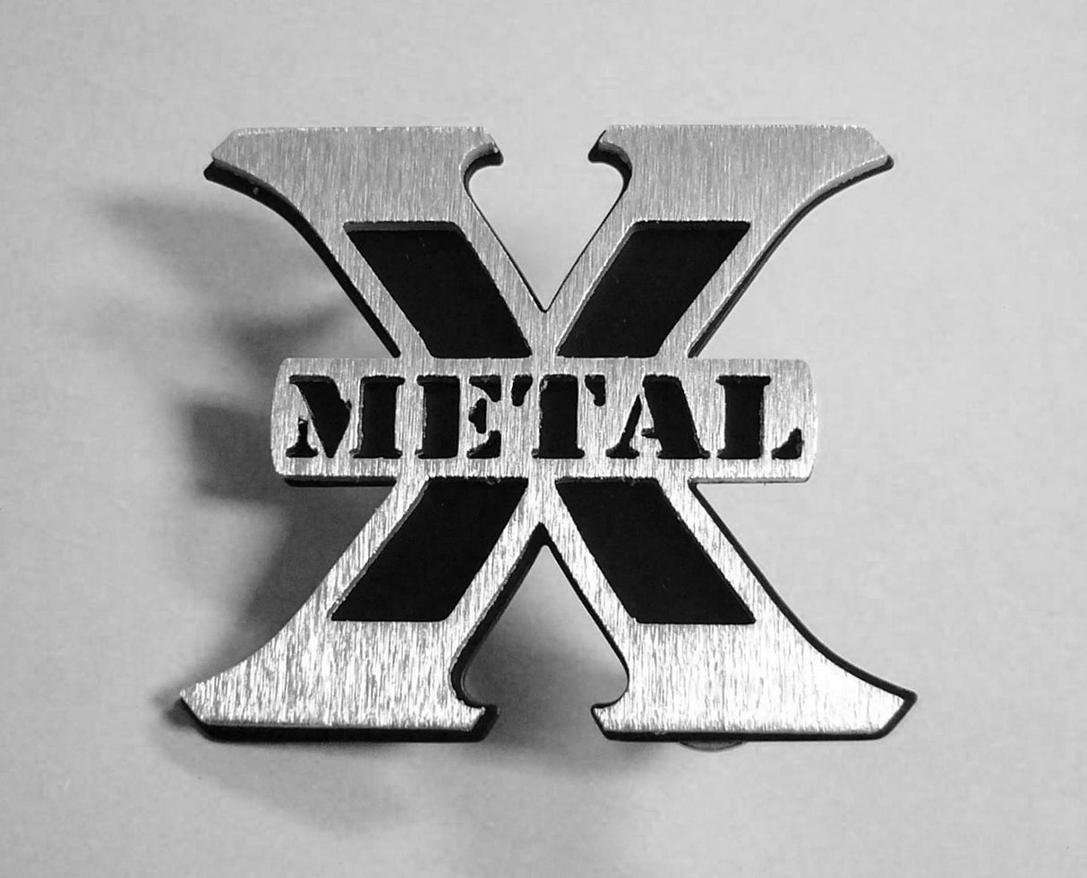 T-Rex Grilles - T-Rex Grilles 6710011 X-Metal Logo, Black, Brushed, Mild Steel, 1 Pc, Bolt-On - 6710011