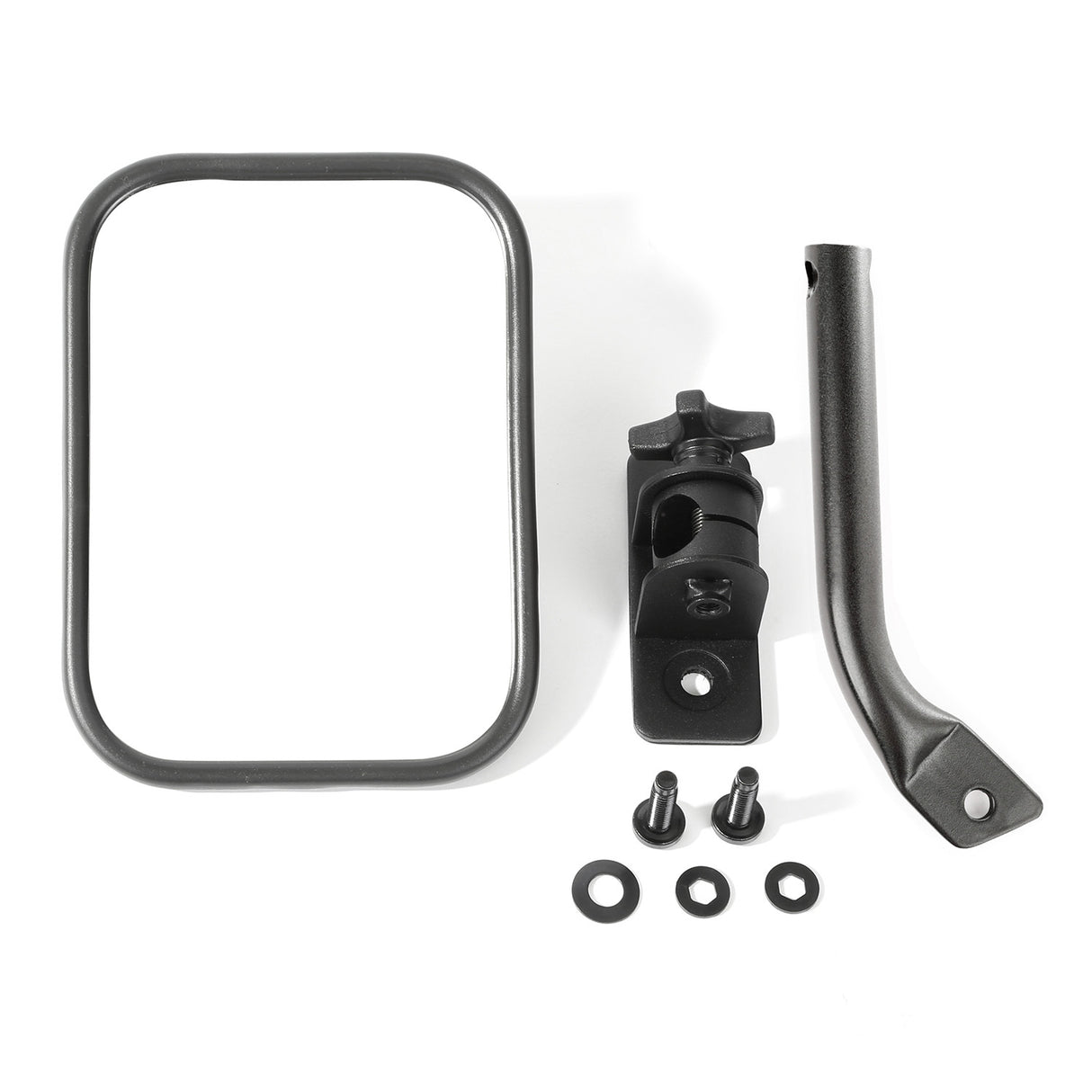 Rugged Ridge - Rugged Ridge 11025.20 Stubby Trail Mirror, Rectangular, Txt Black; 97-18 Jeep Wrangler JK - 11025.20