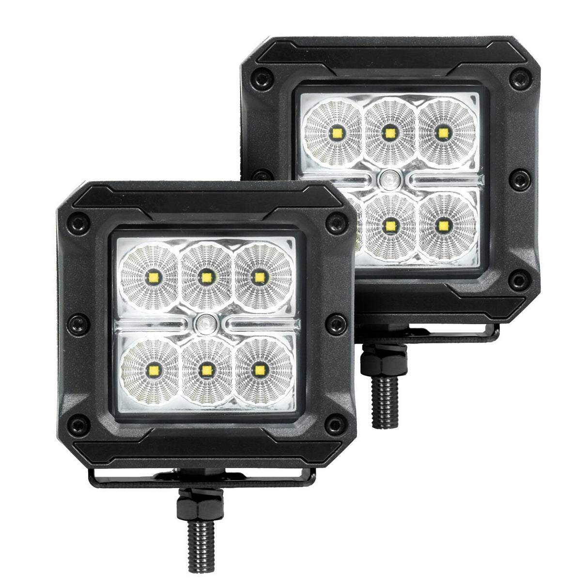 Go Rhino 55142LT - RC2 LR Bull Bar with Mounting Brackets & Two 3" Cube Lights - Textured Black