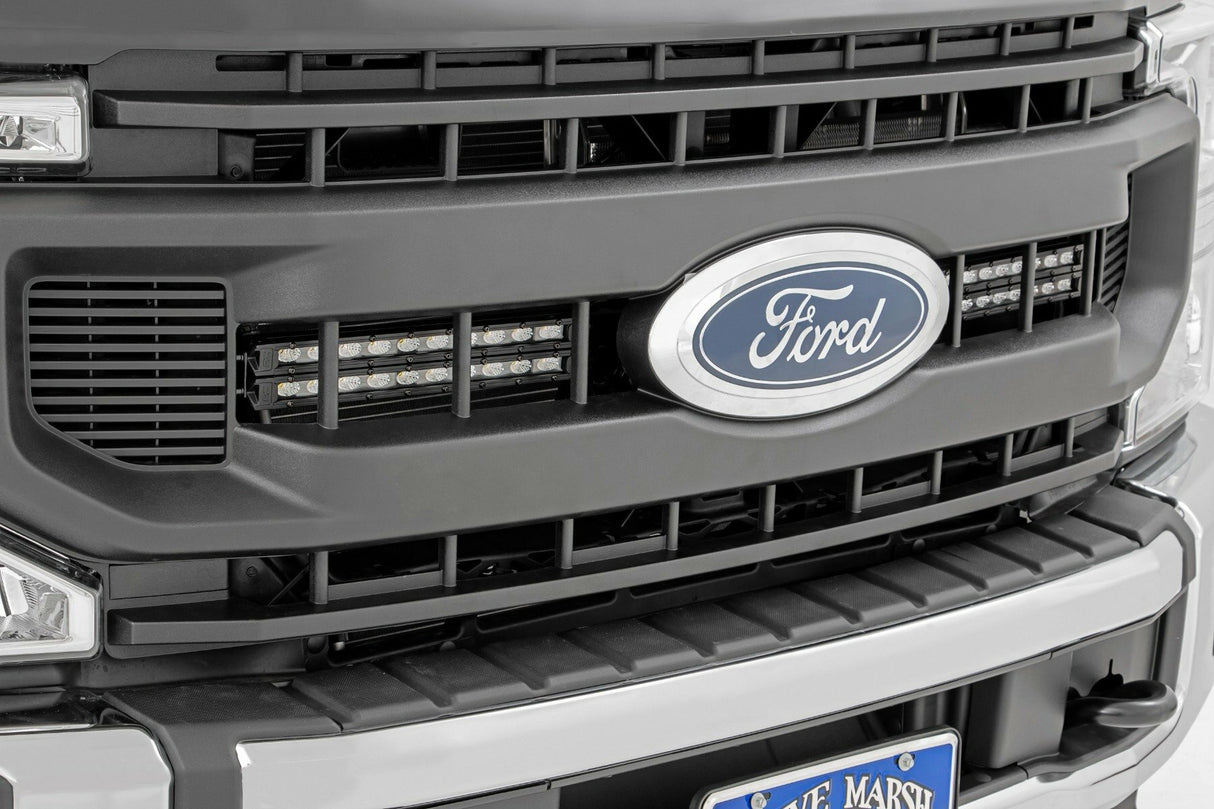 Rough Country - LED Light Kit - Grille Mount - 10 Inch Black - Slimline - Ford F-250 Super Duty (20-22) - 70898
