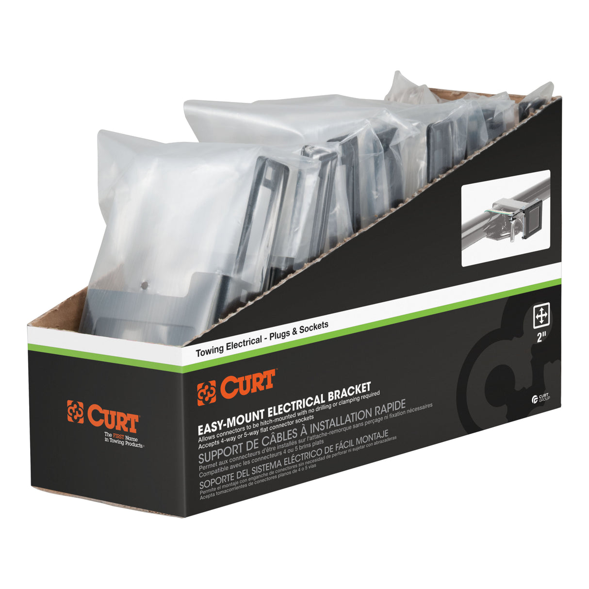 Curt - Easy-Mount Wiring Brackets for 4 or 5-Way Flat (2" Receiver, 10-Pack) - 58001010