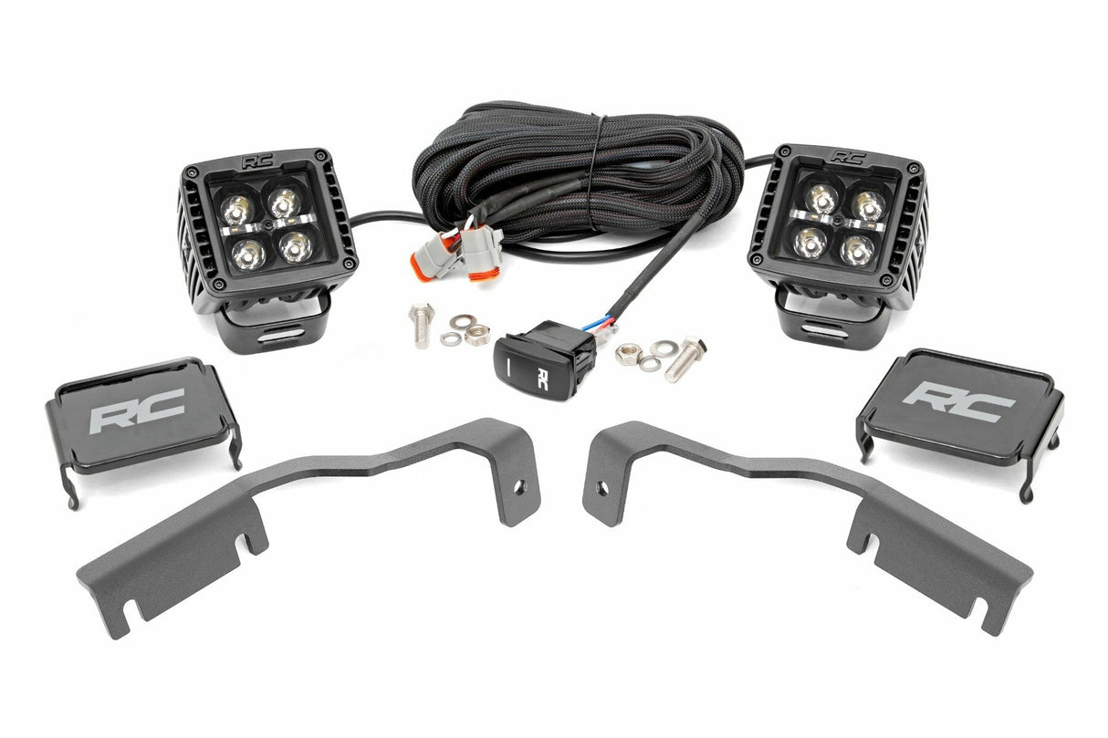 Rough Country - LED Light Kit - Ditch Mount - 2" Black Pair - Amber DRL - Nissan Frontier (22-23) - 71067