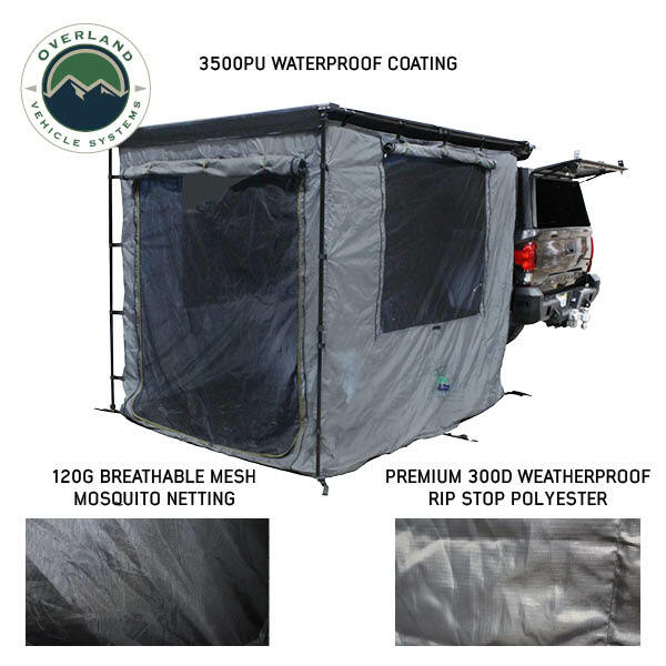 Overland Vehicle Systems - HD Nomadic 2.0 Awning Room Enclosure, Grey Body, Green Trim (4 Walls and Floor) - 18089920