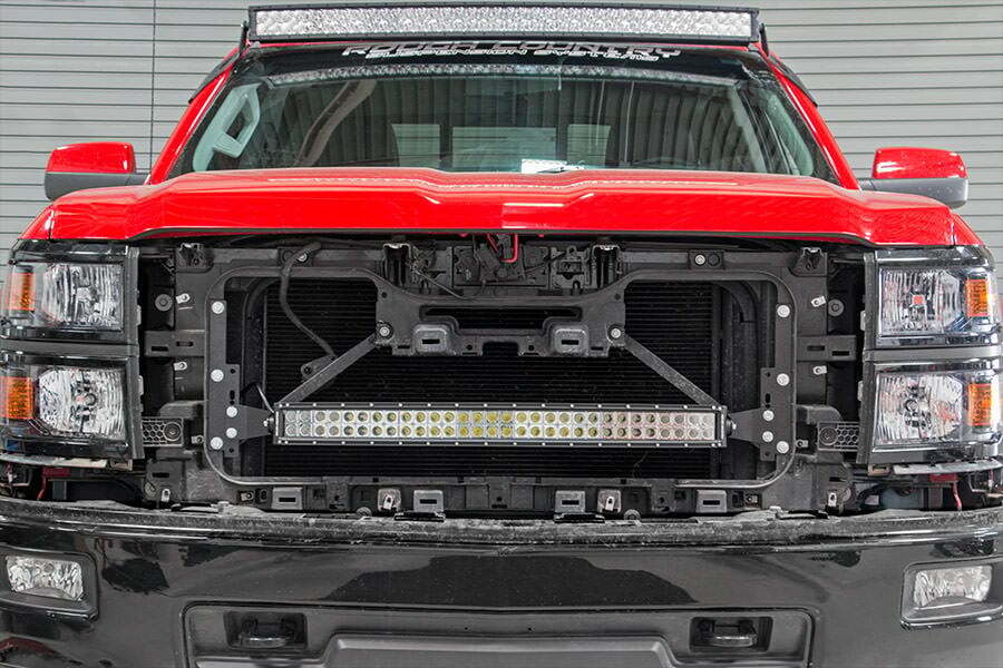 Rough Country - LED Light Kit - Behind Grille Mount - 30" Black Dual Row - White DRL - Chevy Silverado 1500 (14-15) - 70624