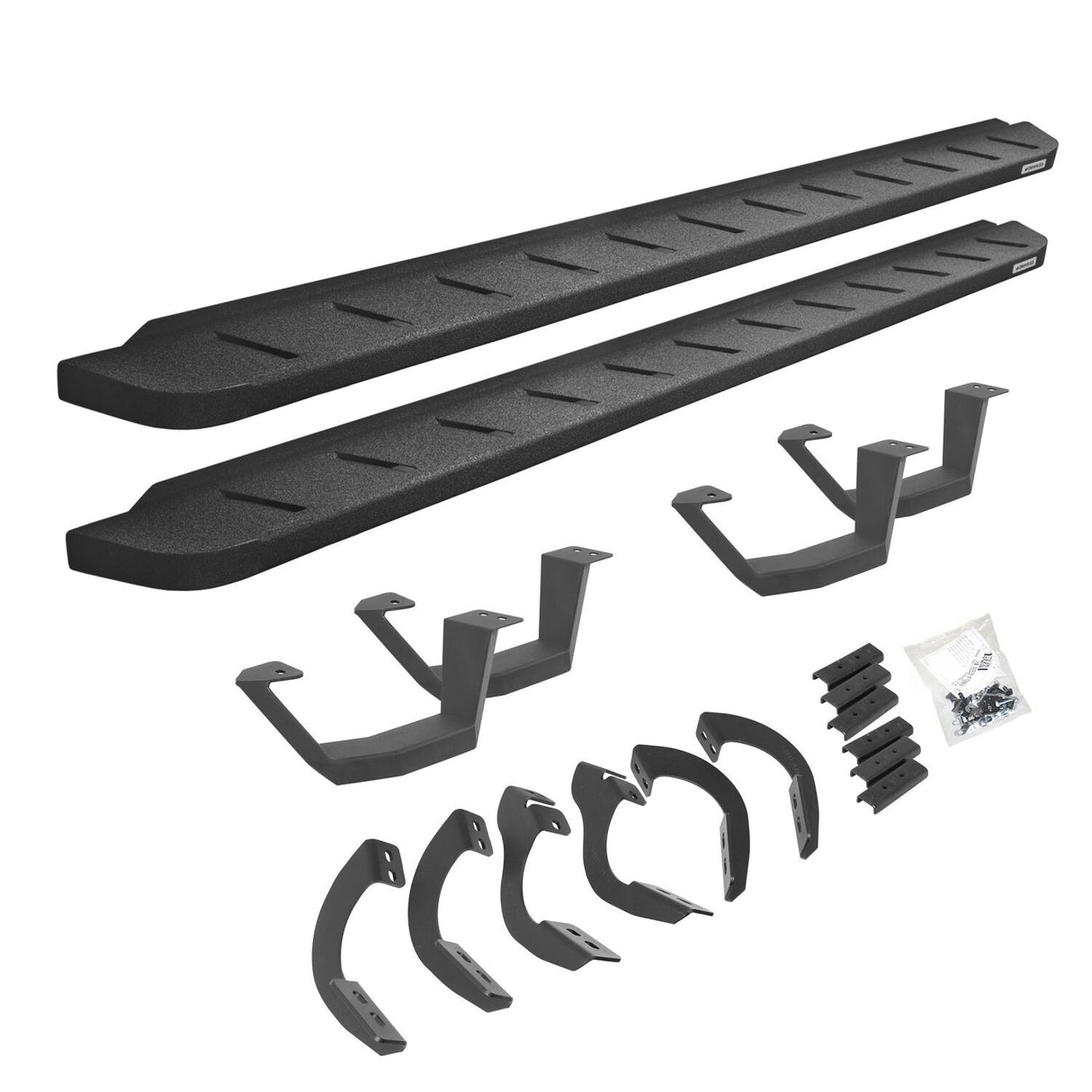 Go Rhino 6344256820T - RB10 Running Boards With Mounting Brackets & 2 Pairs of Drop Steps Kit - Protective Bedliner Coating