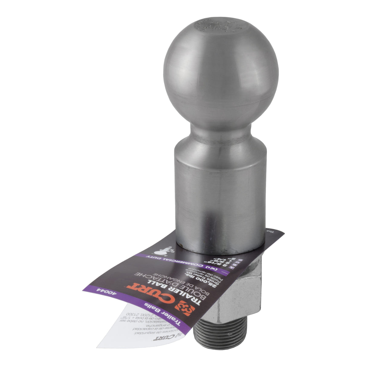 Curt - 2-5/16" Trailer Ball (1-1/4" x 2-5/8" Shank, 2" Rise, 25,000 lbs., Raw Steel) - 40087